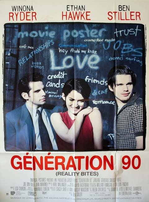 GENERATION 90 Affiche du Film de 1994 120X160 Ben Stiller Ethan Hawke Winona Ryder