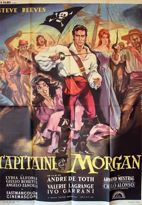 CAPITAINE MORGAN Affiche originale - 1960 - A. de Toth S. Reeves V. Lagrange 120X160