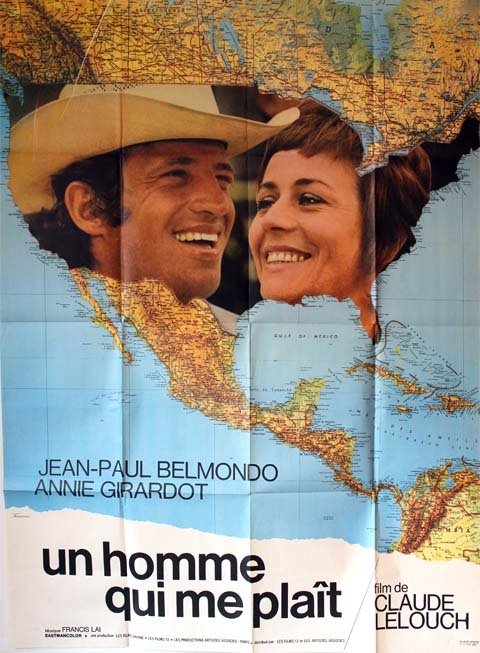 UN HOMME QUI ME PLAIT Original Movie Poster-1969-Claude Lelouch J.P. Belmondo A. Girardot 120X160