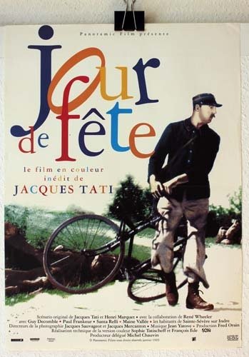 JOUR DE FÊTE Affiche du film - Ressortie 1995 - Jacques Tati Guy Decomble Paul Frankeur 40X60 CM