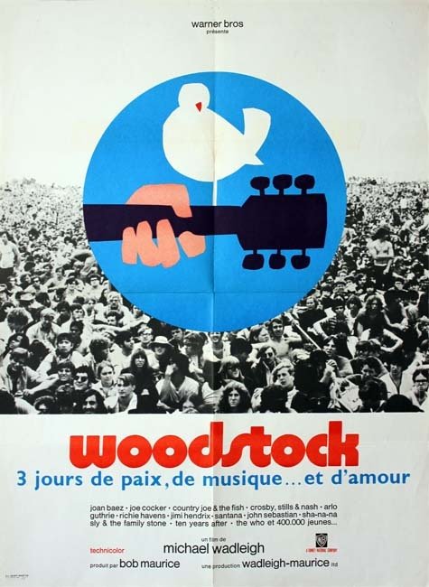 WOODSTOCK Affiche du film - 1969 - Michael Wadleigh Joan Baez Joe Cocker Richie Havens 60X80 CM