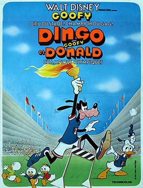 DINGO ET DONALD CHAMPIONS OLYMPIQUES Affiche cinéma - 1972 - Walt Disney 40X60 CM