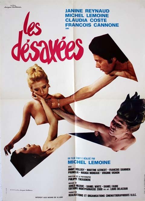 LES DÉSAXÉES Affiche du film - Michel Lemoine - 1972 - Janine Reynaud Claudia Coste 50X70 CM