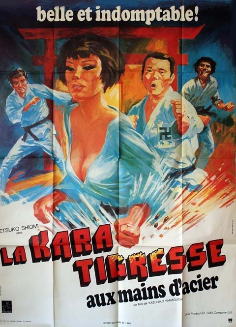 LA KARATIGRESSE AUX MAINS D'ACIER Affiche cinéma originale -1974 - Kazuhiko Yamaguchi 120X160