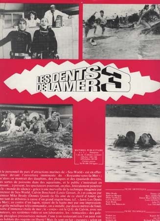 LES DENTS DE LA MER 3 Synopsis du film 24x32 cm - 1983 - Dennis Quaid Bess Armstrong Joe Alves