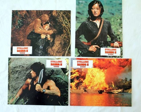 RAMBO II, La mission Photos du film x4 - 1985 - George Pan Cosmatos Sylvester Stallone 21x27 cm