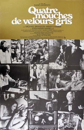 QUATRE MOUCHES DE VELOURS GRIS Synopsis du film 24x31 cm - 1971 - Dario Argento Mimsy Farmer