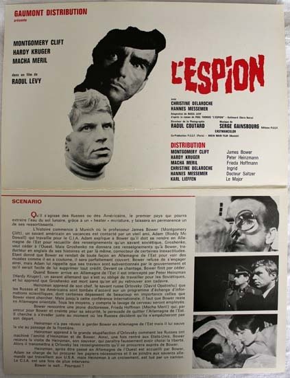 L'ESPION Synopsis du film 30x20 cm - 1966 - Montgomery Clift Raoul Lévy