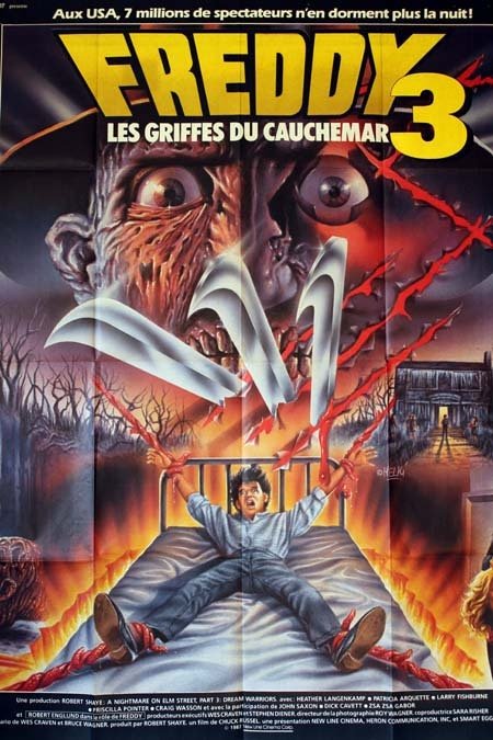 FREDDY 3 Les griffes du cauchemar - Affiche du film 120X160 CM - Robert Englund Chuck Russell 1987