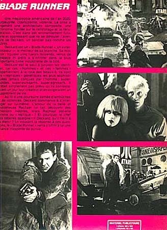 BLADE RUNNER Synopsis du film 24x32 cm - 1982 - Ridley Scott Harrison Ford Rutger Hauer