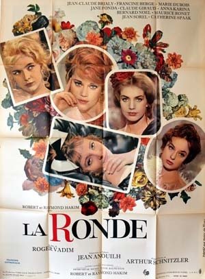 LA RONDE Affiche originale du film 120x160 cm - 1964 - Roger Vadim Jane Fonda Marie Dubois