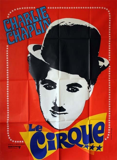 LE CIRQUE Affiche de ressortie du film années 60 120x160 cm - 1927 - Charles Chaplin