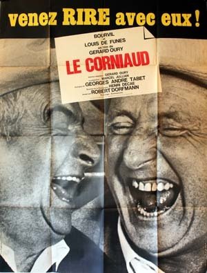LE CORNIAUD Affiche originale du film 120x160 cm (Jaune) - 1964 - Gérard Oury Bourvil