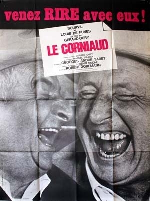 LE CORNIAUD Affiche originale 2ème tirage du film 120x160 cm (Rouge) - 1964 - Gérard Oury Bourvil