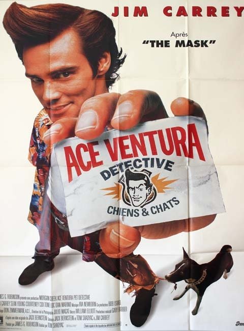 ACE VENTURA Affiche du film 120x160 cm - USA 1994 - Jim Carrey Tom Shadyac