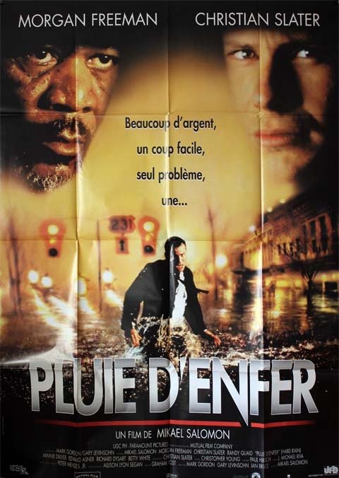 PLUIE D'ENFER, Hard Rain. Affiche du film 120x160 cm - USA 1998 - Morgan Freeman Mikael Salomon
