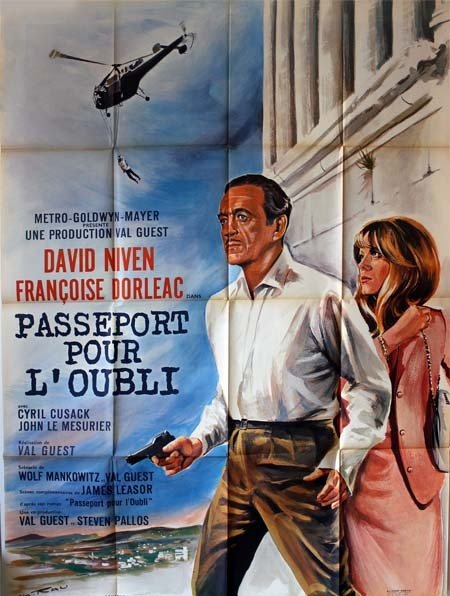 PASSEPORT POUR L'OUBLI Affiche du film 120x160 cm - UK 1966 - Françoise Dorléac David Niven