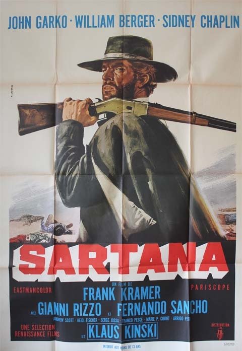 SARTANA Affiche du film 120x160 cm - It.-Fr.-All. 1968 - Gianfranco Parolini John Garko Klaus Kinski