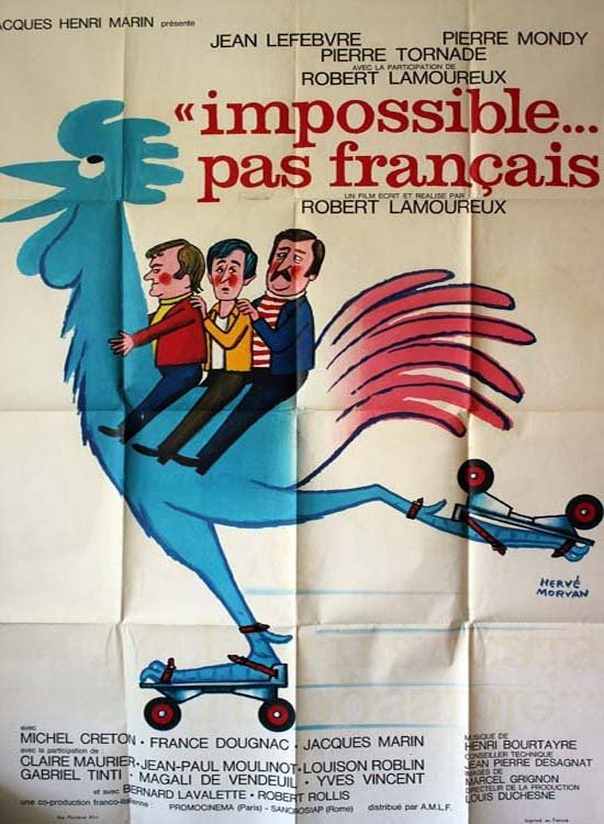 IMPOSSIBLE...PAS FRANÇAIS Affiche du film 120x160 cm - Fr. 1974 - Robert Lamoureux Jean Lefebvre