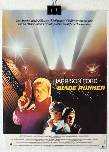 BLADE RUNNER Affiche du film - USA 1982 - Ridley Scott Harrison Ford 40x60 cm.