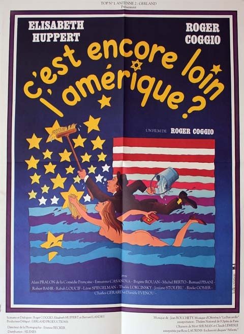 C'EST ENCORE LOIN L'AMERIQUE Affiche du film de 1980 Roger Coggio Elisabeth Huppert 60x80 cm