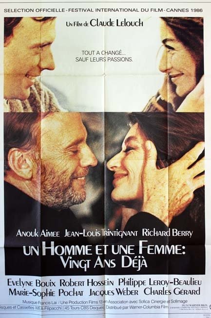 UN HOMME ET UNE FEMME Affiche du film 120x160 cm Claude Lelouch Anouk Aimée 1986