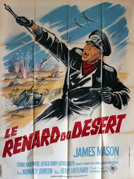 LE RENARD DU DÉSERT Affiche du film 120x160 cm Henry Hathaway James Mason 1951