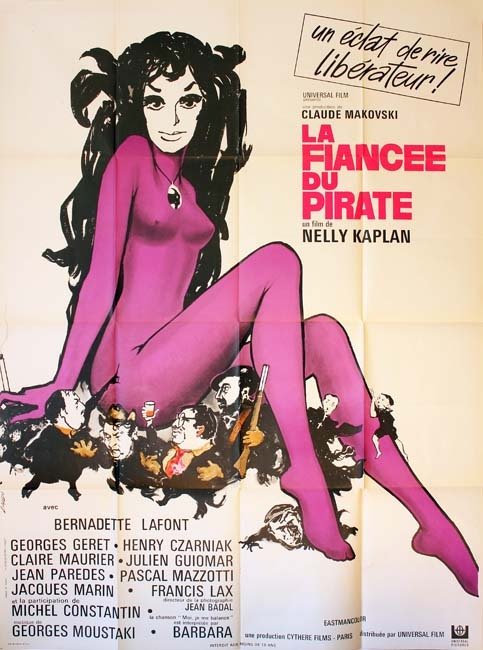 LA FIANCÉE DU PIRATE Affiche du film 1969 Bernadette Lafont Nelly Kaplan 120x160 cm.