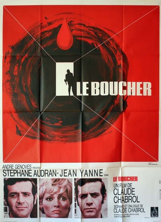 LE BOUCHER Affiche du film 1969 Claude Chabrol Jean Yanne Stéphane Audran 120x160 cm.