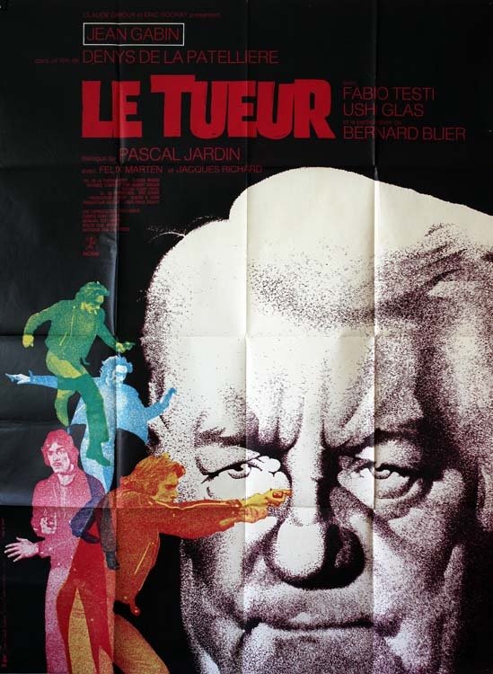 LE TUEUR Affiche originale du film - 1972 Jean Gabin Denys de la Patellière 120x160 cm