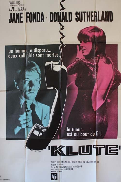 KLUTE Affiche originale du film 1971 Alan J. Pakula Jane Fonda 120x160 cm