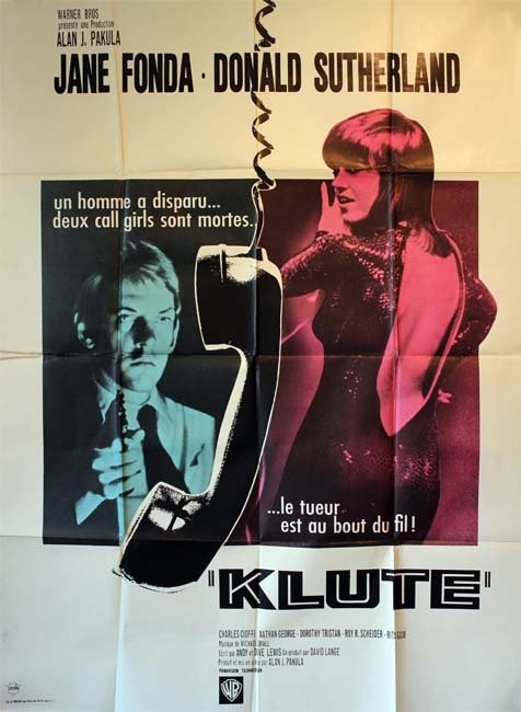 KLUTE Affiche originale du film 1971 Alan J. Pakula Jane Fonda 60x80 cm