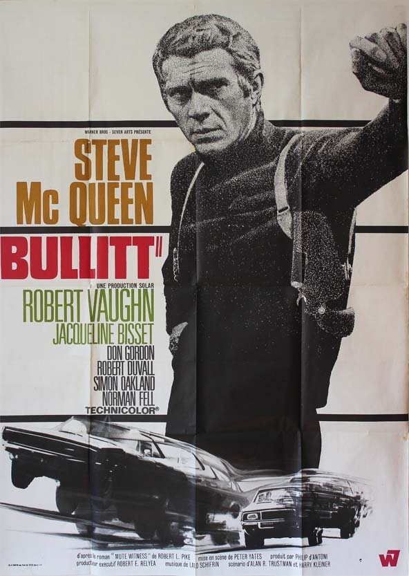 BULLITT Affiche originale française du film de 1968 Peter Yates Steve McQueen 120X160 CM