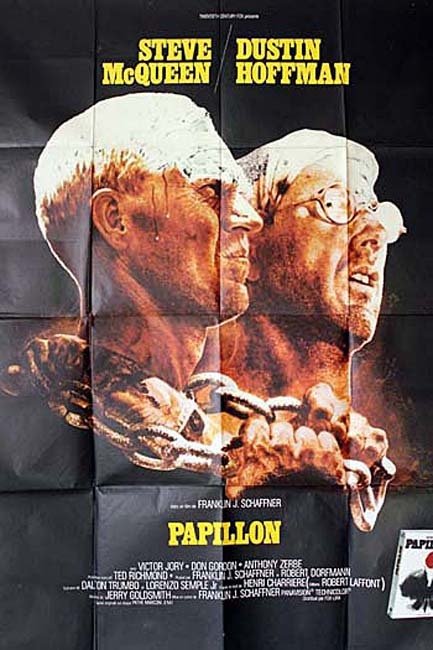PAPILLON Affiche originale du film de 1973 Steve Mac Queen F.J. Schaffner 120X160 CM