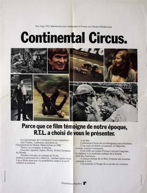 CONTINENTAL CIRCUS Affiche originale 1971 Jérôme Laperrousaz, courses motos 60X80 CM