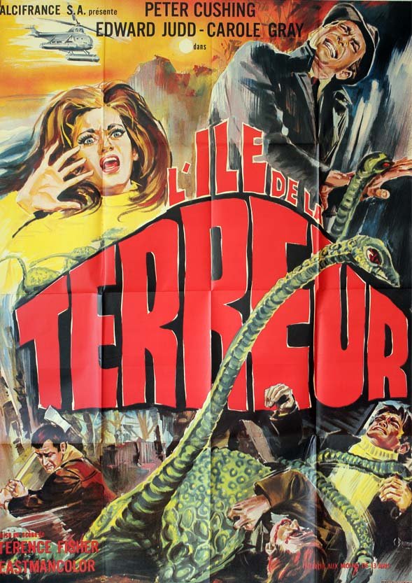 L'ILE DE LA TERREUR Affiche originale du film de 1966 Terence Fisher Peter Cushing 120X160 CM